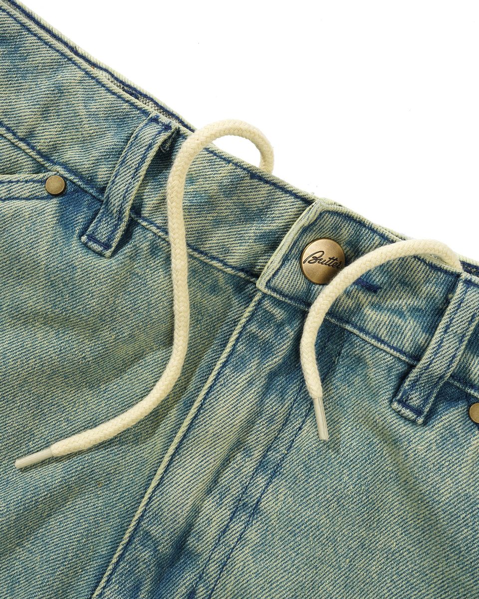 Butter Goods Trim Denim Shorts Sunfade Blue