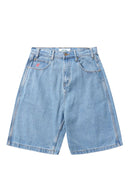 CASH ONLY Logo Denim Shorts in Washed Indigo