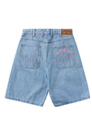 CASH ONLY Logo Denim Shorts in Washed Indigo