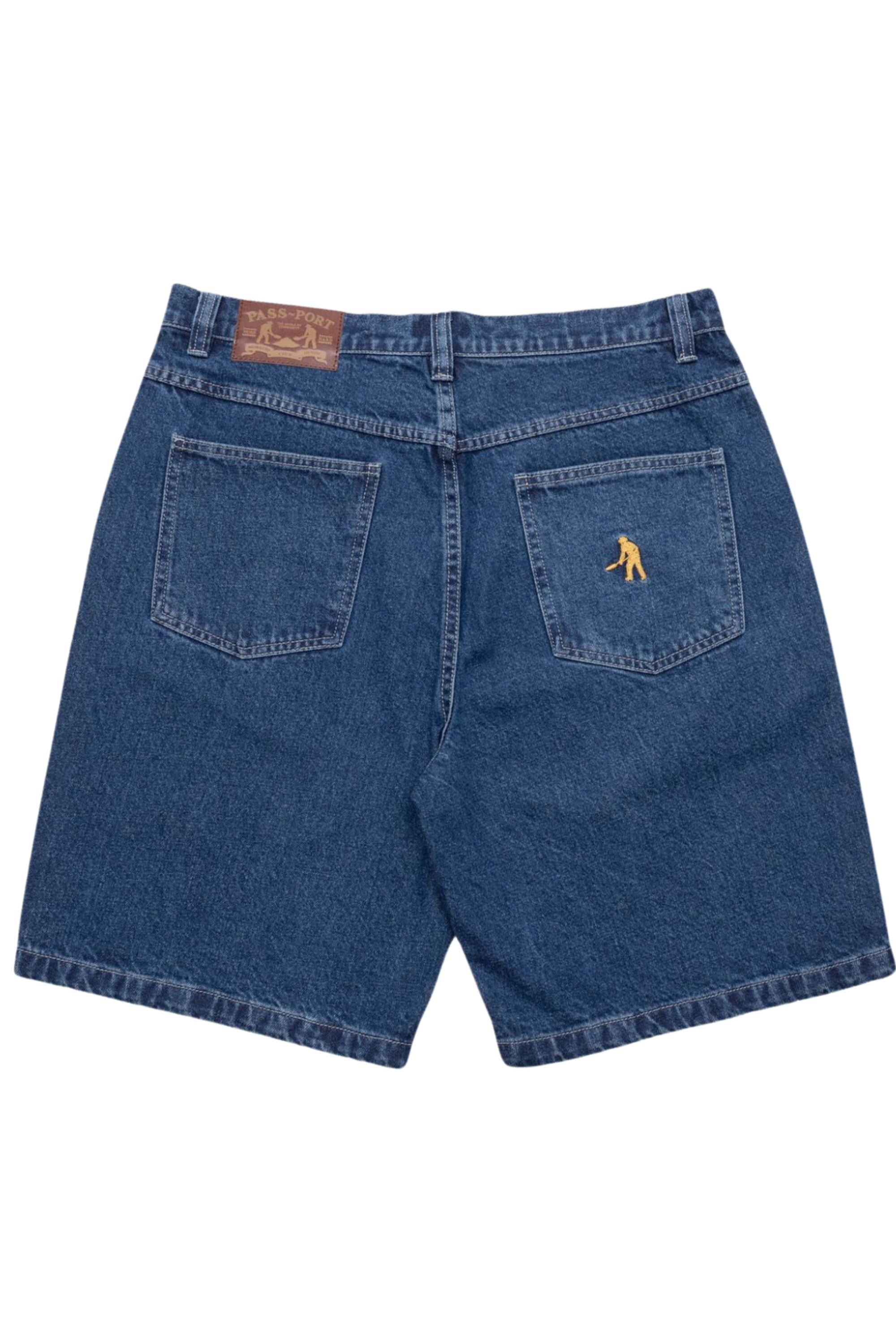 PASS~PORT Workers Club Jean Short in Faded Wash Dark Indigo