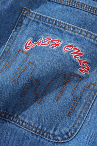 CASH ONLY Logo Denim Shorts in Washed Indigo