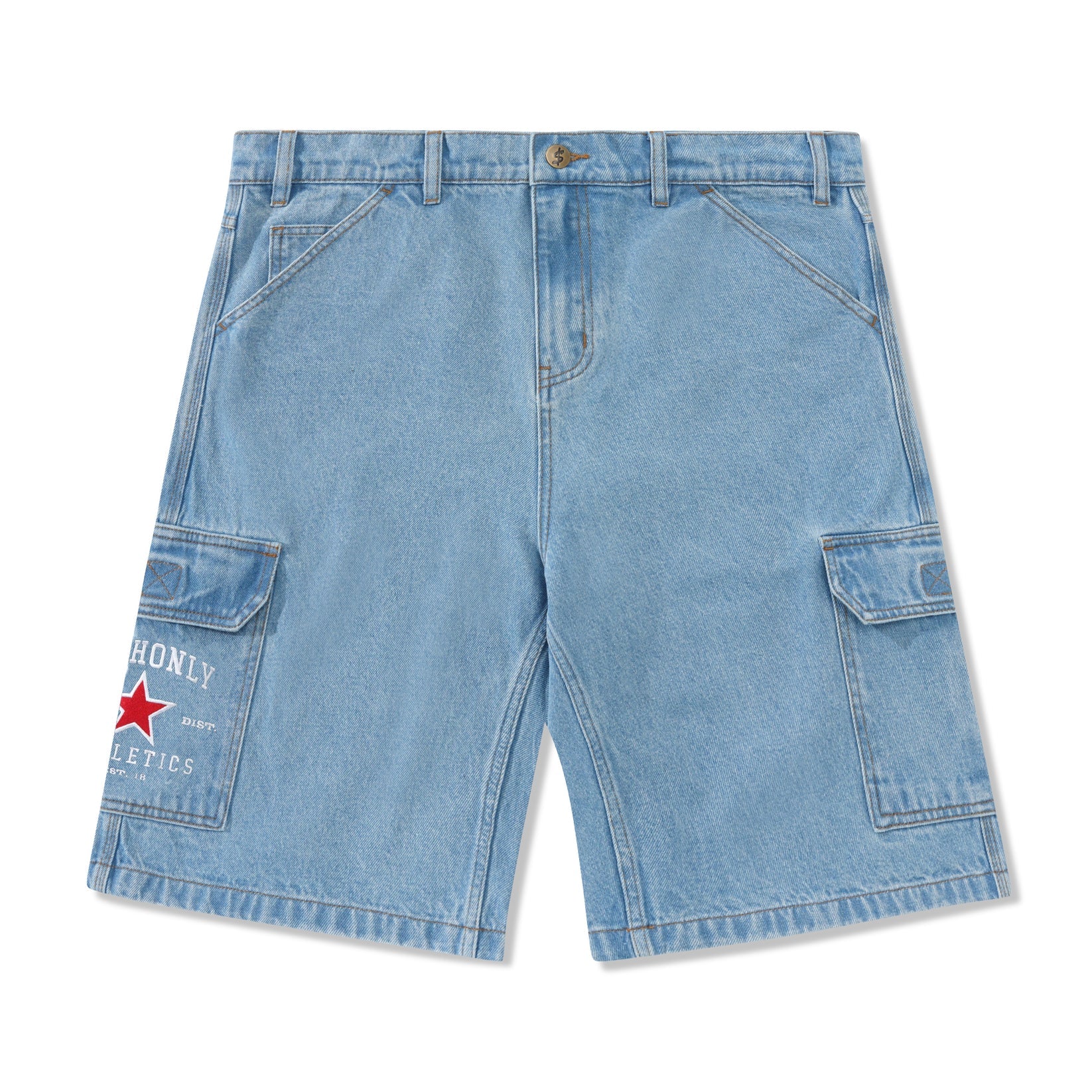CASH ONLY Athletic Denim Shorts in Washed Indigo