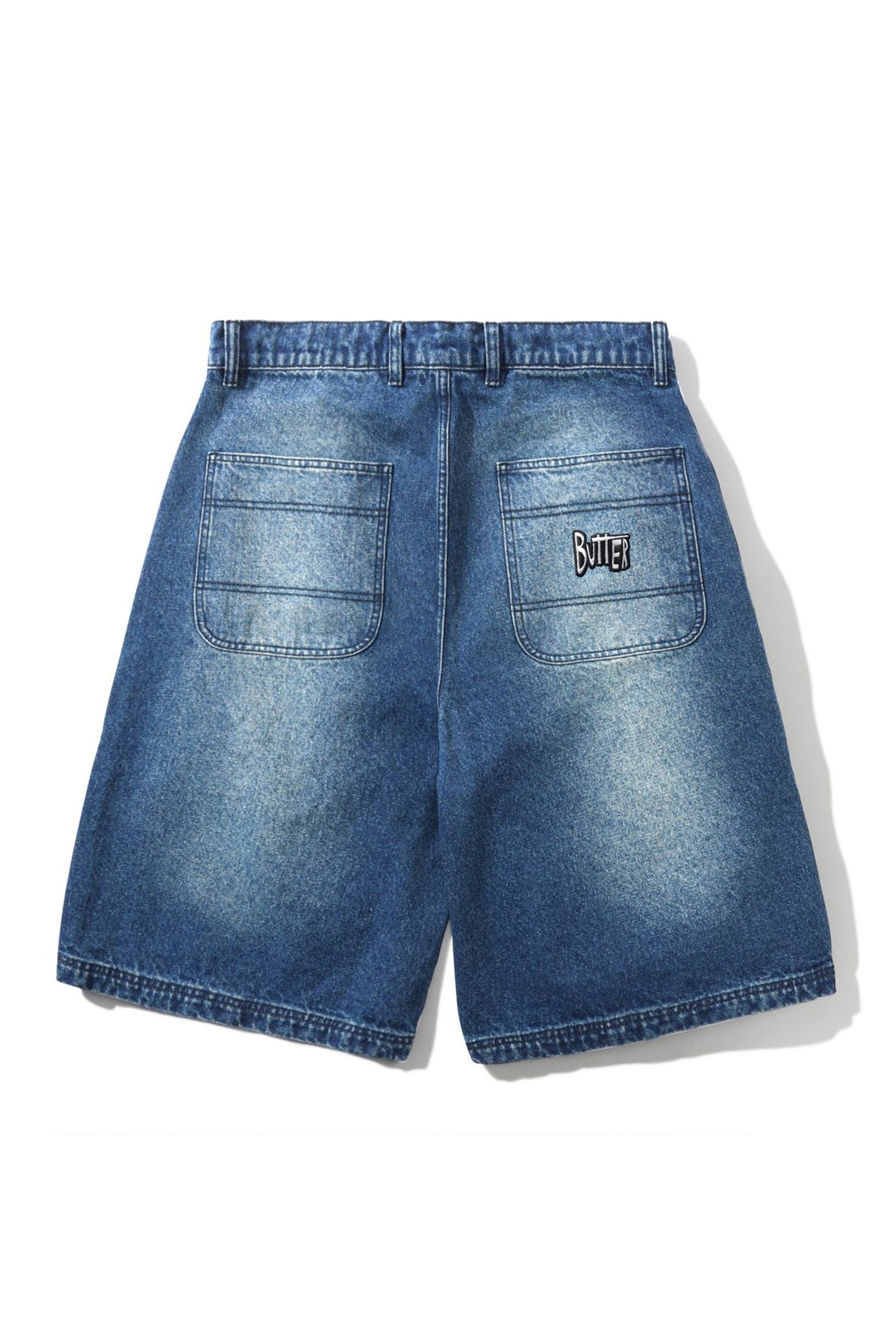 Butter Goods Spike Work Shorts in Distressed Indigo