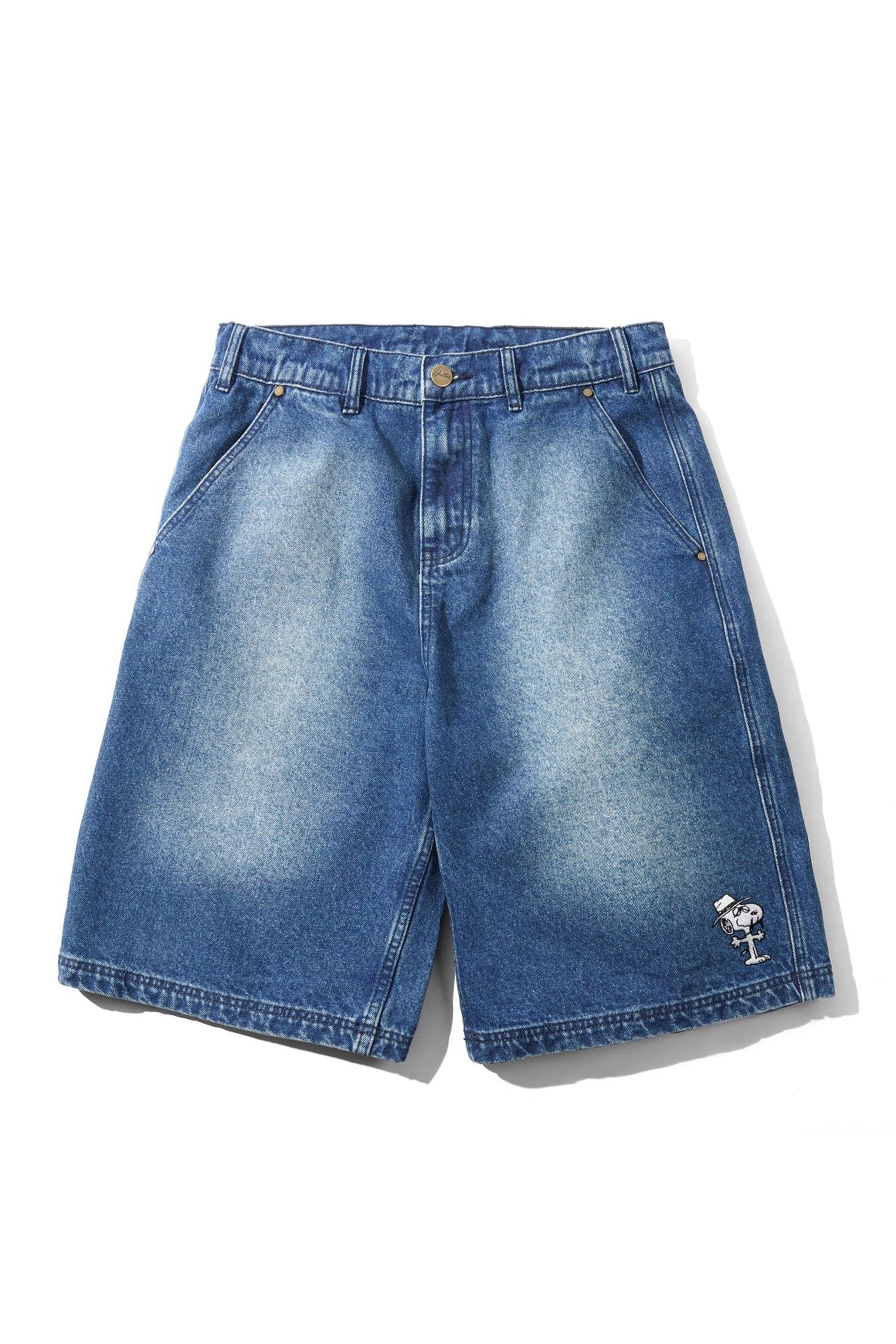 Butter Goods Spike Work Shorts in Distressed Indigo
